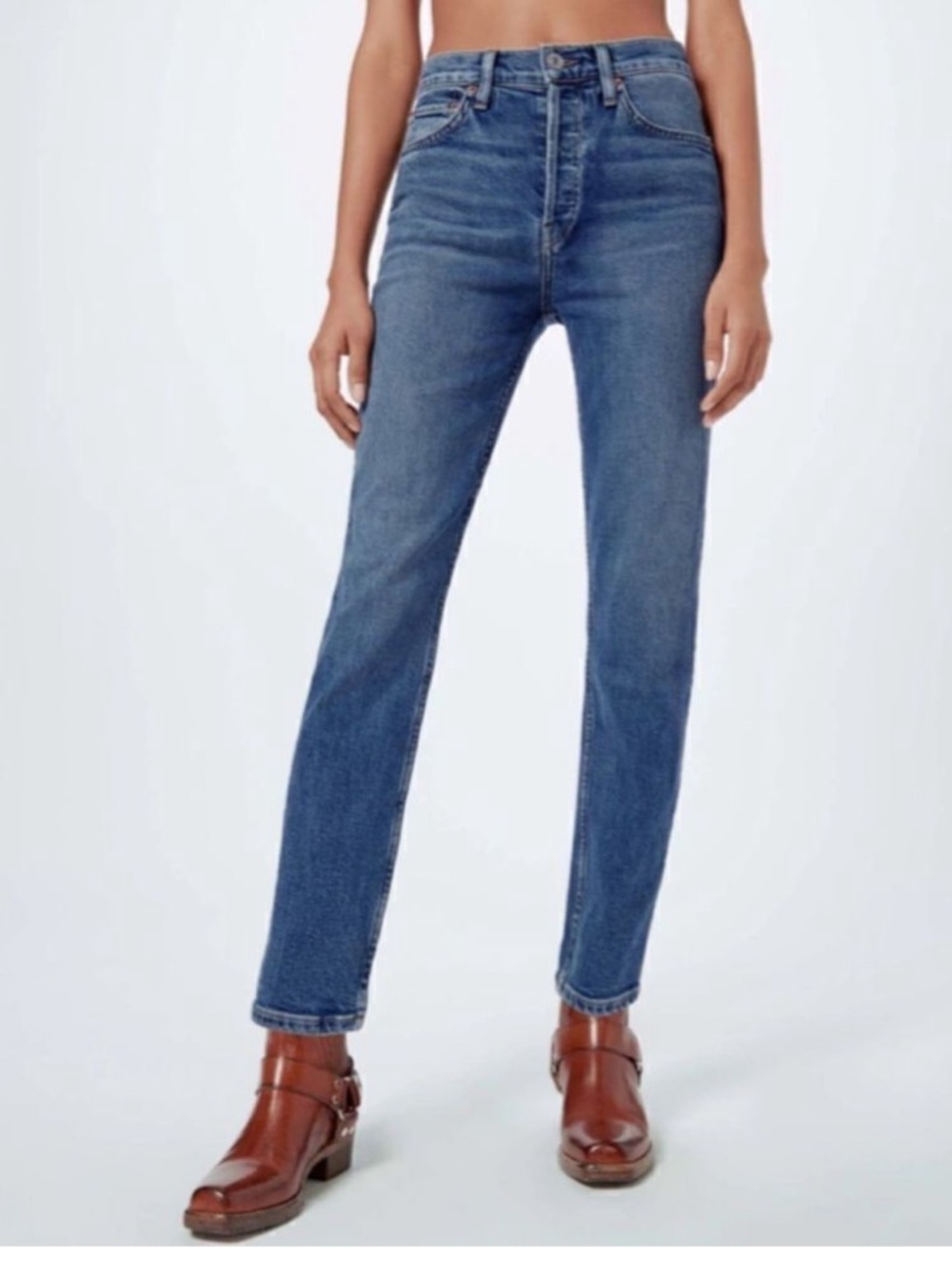 RE/DONE Originals Ultra High Rise Mid 70s Blue Womens Size 25